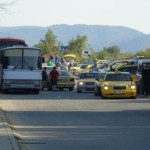 Taxis und Busse warten auf Kundschaft